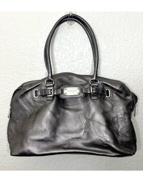 Michael Kors Womens WEEKENDER BAG XL Handbag Silver Leather Hamilton Satchel